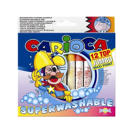 Markere Carioca Top Jumbo, varf 4 mm, 12 culori/cutie