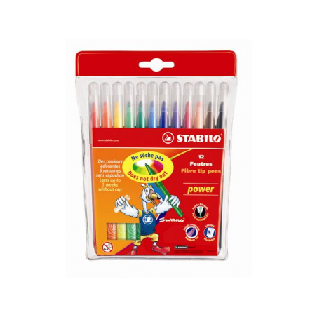 Markere Stabilo Power pentru copii, 12 culori/cutie
