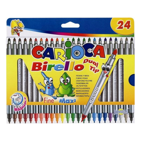 Markere Carioca Birello, varfuri 2 si 4 mm, 24 culori/cutie