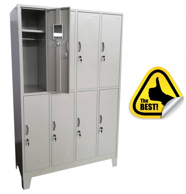 VESTIAR METALIC CU PICIOARE SI 8 USI (4x2) 1200x500x1920 mm (LxlxH), neasamblat, PLUS VESTIAR METALIC CU PICIOARE SI 8 USI (4x2) 1200x500x1920 mm (LxlxH), neasamblat, PLUS