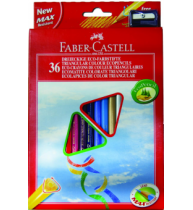 Creioane Colorate Triunghiulare 36 culori + Ascutitoare Eco Faber-Castell