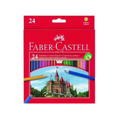 Creioane Colorate 24 culori + Ascutitoare Eco Faber-Castell