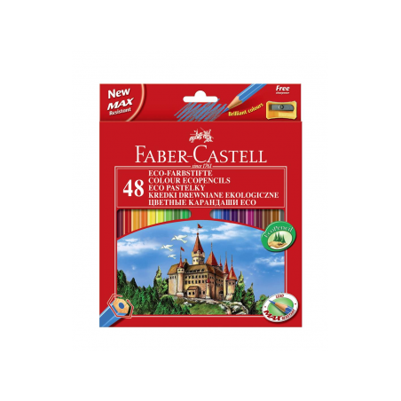 Creioane Colorate 48 culori + Ascutitoare Eco Faber-Castell