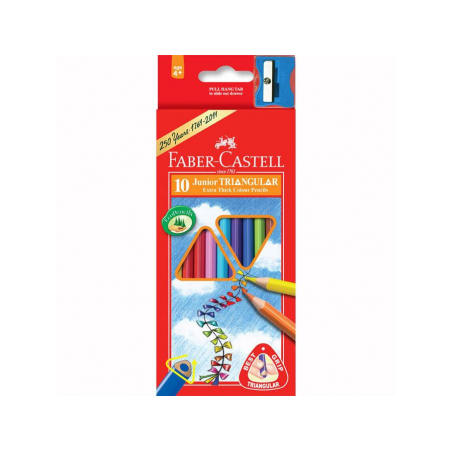 Creioane Colorate Junior Grip 10 culori + Ascutitoare Faber-Castell