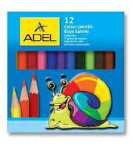 Creioane Colorate 12 culori Scurte Adel