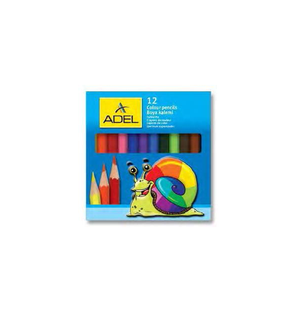 Creioane Colorate 12 culori Scurte Adel