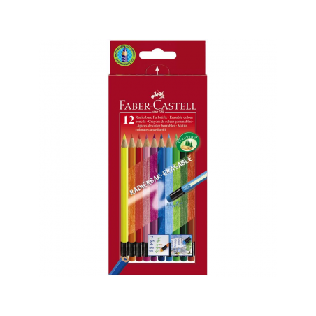 Creioane Colorate 12 Culori Cu Guma Eco Faber-Castell