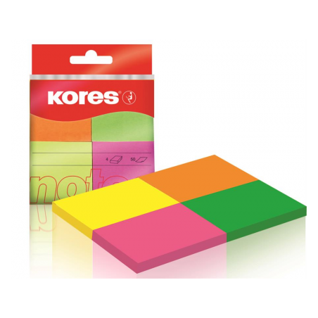 Notes Adeziv 40 x 50 mm 4 Culori Neon x 50 File Kores