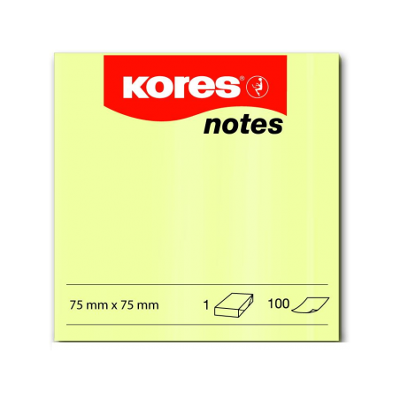 Notes Adeziv 75x75 mm Galben Pal 100 File Kores