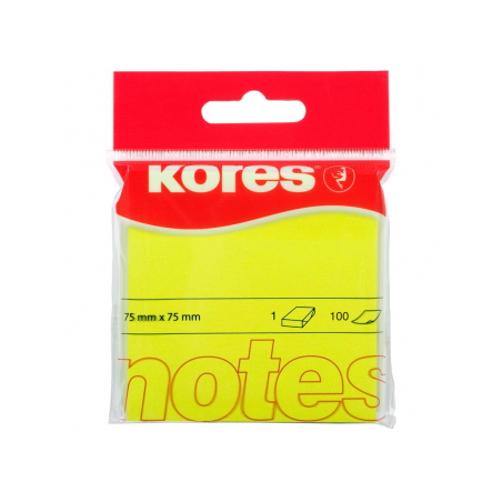 Notes Adeziv 75 x 75 mm galben neon 100 File Kores