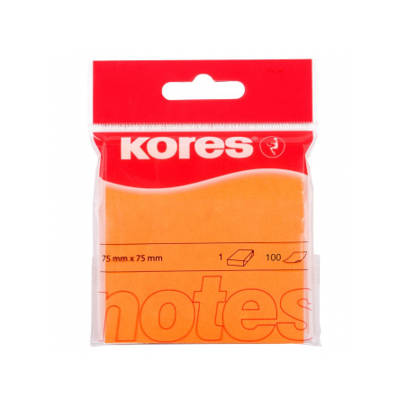 Notes Adeziv 75 x 75 mm portocaliu neon 100 File Kores
