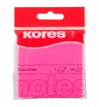 Notes Adeziv  75 x 75 mm roz neon 100 File Kores