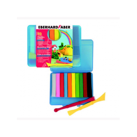 Plastilina 10 culori cutie plastic Eberhard Faber