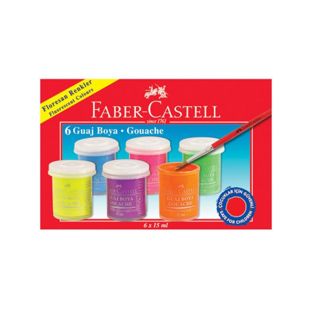 Guase 6 Culori 15 ML Fluorescente Faber-Castell