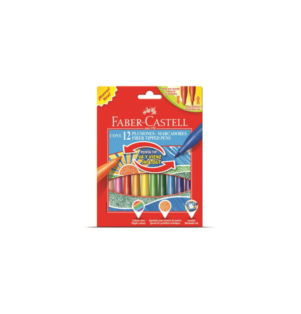 Carioci 12 culori Cu Varf Retractabil Faber-Castell