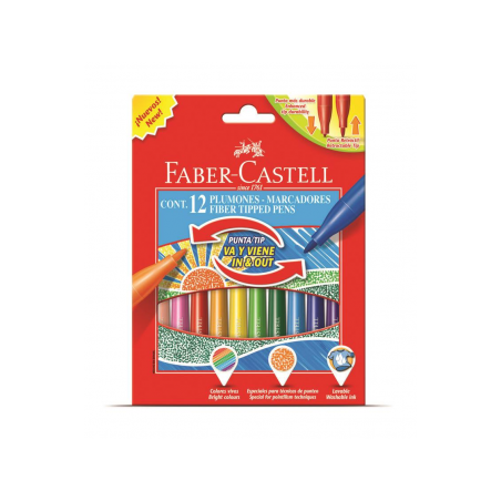 Carioci 12 culori Cu Varf Retractabil Faber-Castell