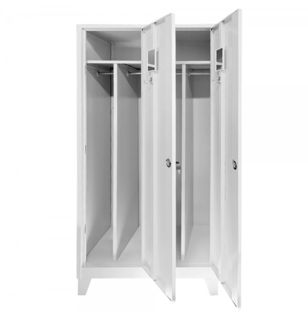 VESTIAR COMPARTIMENTAT METALIC CU PICIOARE SI 2 USI, 800x500x1920 mm (LxlxH), Asamblat, Plus