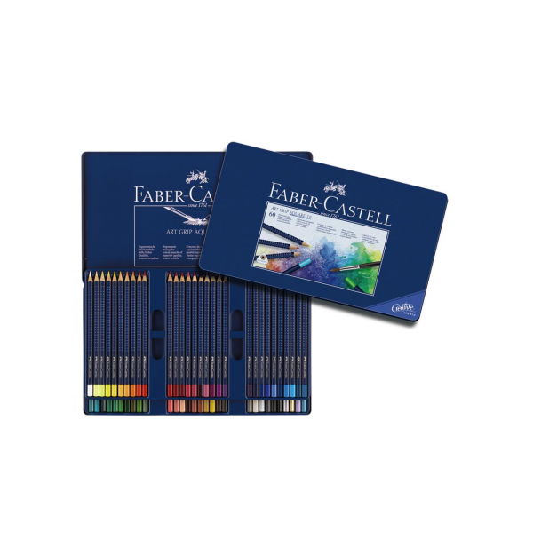 Creioane Colorate Aquarelle Art Grip 60 Culori Cutie Metal Faber-Castell Creioane Colorate Aquarelle Art Grip 60 Culori Cutie Metal Faber-Castell