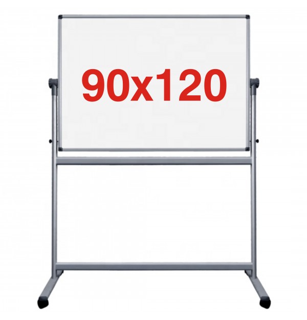 Tabla magnetica pe stand mobil 90x120 cm, 2 fete, Extra (7 ani garantie)