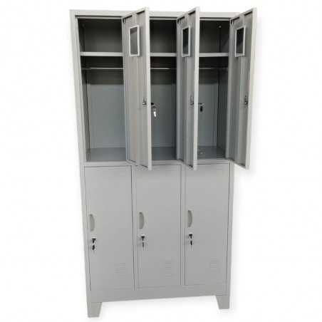 Vestiar metalic Premium cu picioare 6 usi (3x2) 900x450x1970 mm (LxlxH), Neasamblat, PLUS