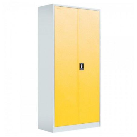 Fiset dulap metalic 4 polite+baza, 180x80x35 cm, 60 kg/polita, usi color galbene, dulap metalic neasamblat
