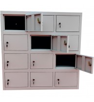 Dulap vestiar metalic Premium cu 12 compartimente pt. pastrare valori, 900x500x900 mm (LxlxH), PLUS