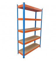 Raft metalic PROFESIONAL Premium 2000x900x400 mm (HxLxl) lacuit albastru/portocaliu 5 polite MDF, 2500 kg, 7 ani garantie, PLUS