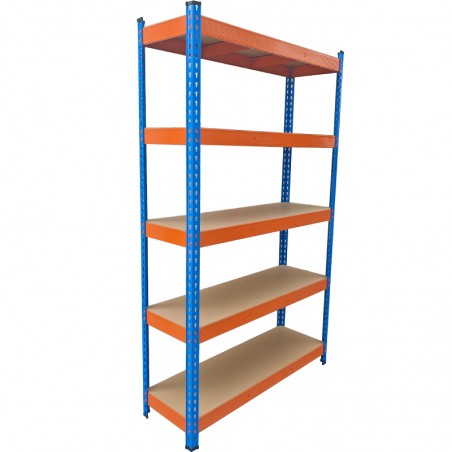 Raft metalic PROFESIONAL Premium 2000x900x400 mm (HxLxl) lacuit albastru/portocaliu 5 polite MDF, 2500 kg, 7 ani garantie, PLUS