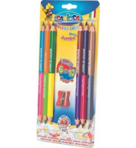 Creioane colorate Carioca Jumbo cu 2 capete, 6 bucati/set