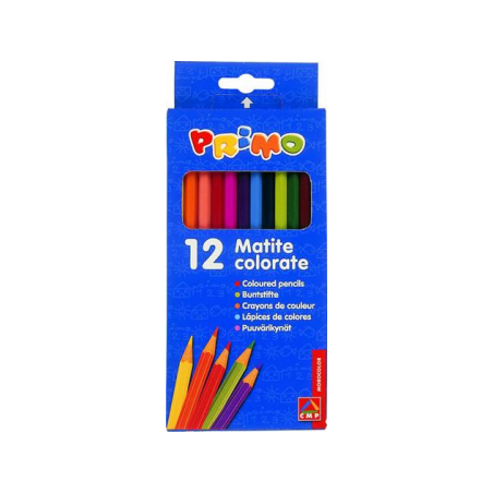Creioane colorate Morocolor Primo, 18 cm lungime, 12 culori/cutie