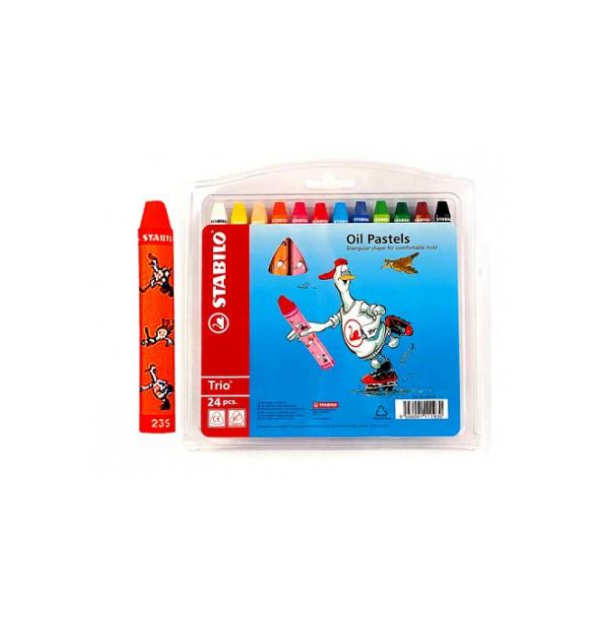 Creioane colorate cerate Stabilo Oil Pastel, 12 culori/cutie