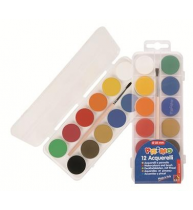 Acuarele Morocolor cu pensula, diametru pastila 25 mm, 12 culori/set