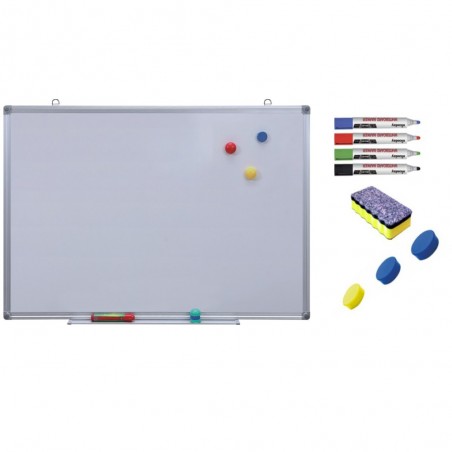 Pachet Tabla alba magnetica, 100x200 cm Premium + accesorii: markere, burete, magneti